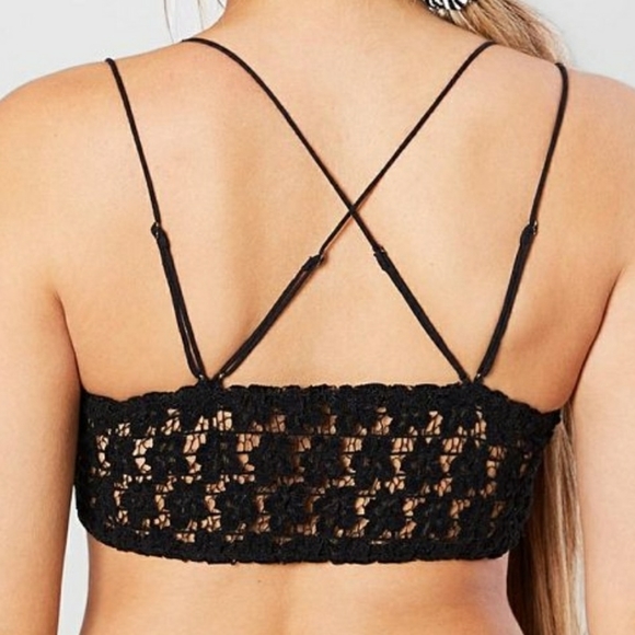 Free People Celine Black Velvet Bralette Top Medium - Picture 2 of 5